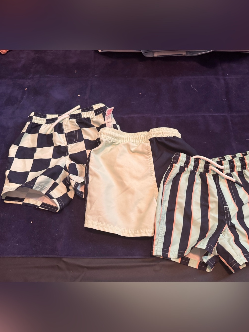 P.L. Baby Swim -set of 3 Swim trunks-mint & navy-18mos-gentlyworn